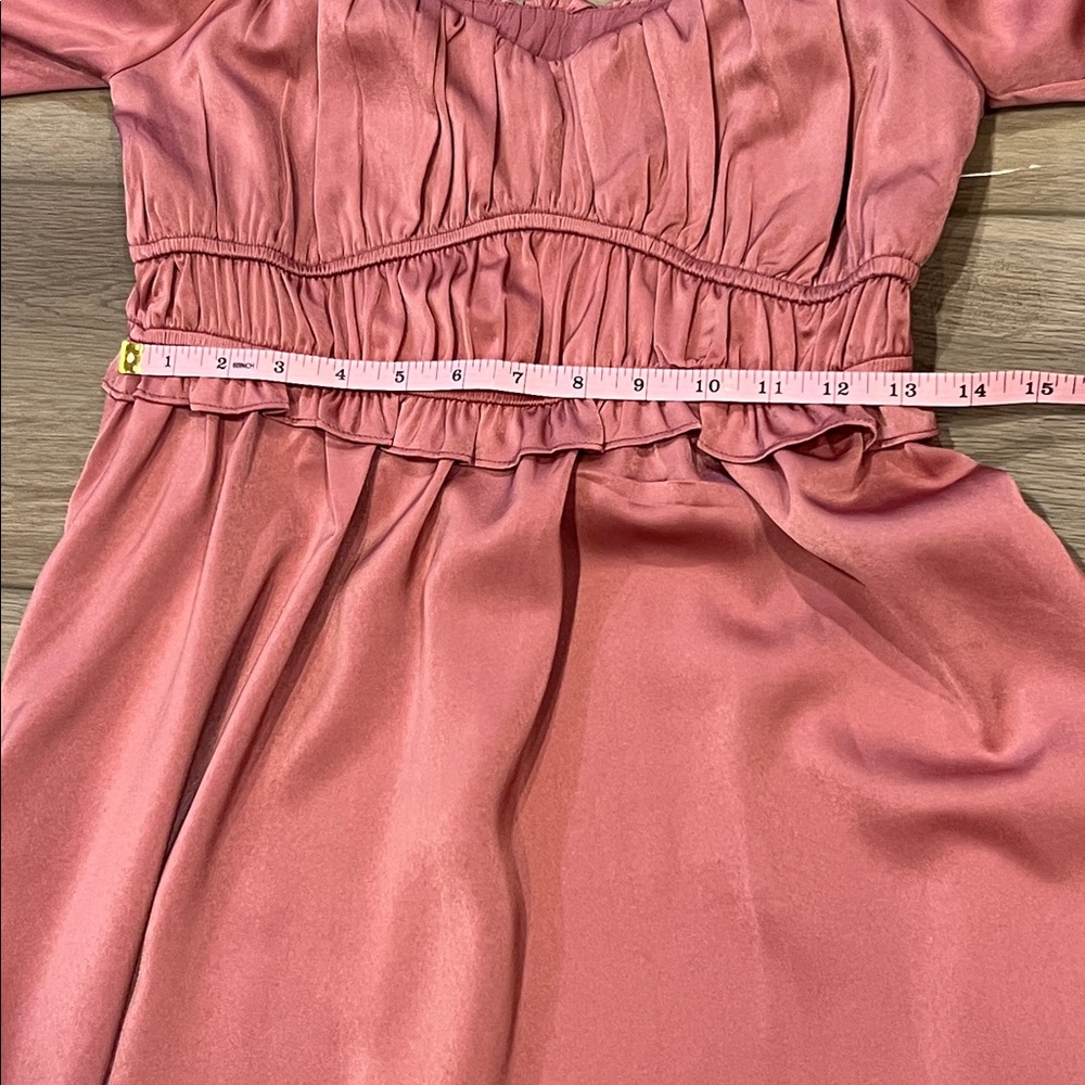 Altar'd State Mauve Ruffled Smocked Waist Long Sleeve Off Shoulder Dress peasant - Picture 5 of 13